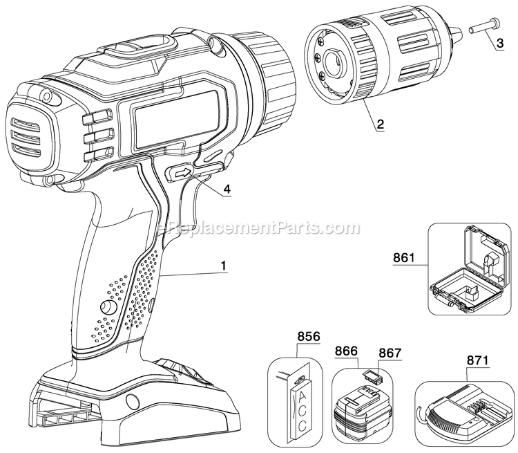 Porter Cable PC180HDK-2 (Type 2) Pc 18v Hammer Drill Kit Power Tool Page A Diagram
